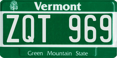 VT license plate ZQT969