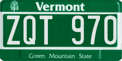 VT license plate ZQT970