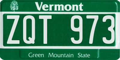 VT license plate ZQT973