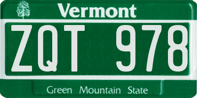 VT license plate ZQT978