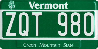 VT license plate ZQT980