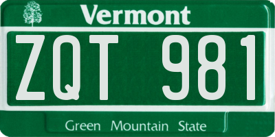 VT license plate ZQT981