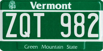 VT license plate ZQT982