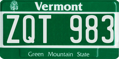 VT license plate ZQT983