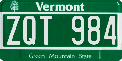 VT license plate ZQT984