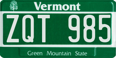 VT license plate ZQT985