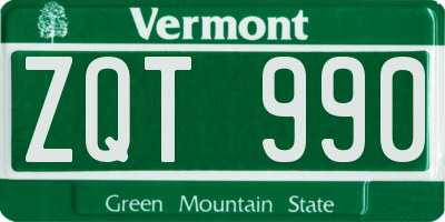 VT license plate ZQT990