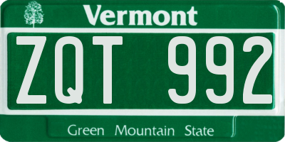 VT license plate ZQT992