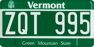VT license plate ZQT995