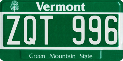 VT license plate ZQT996