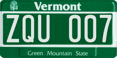 VT license plate ZQU007