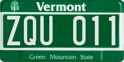 VT license plate ZQU011