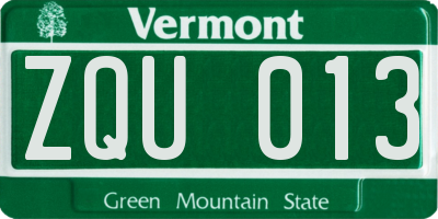 VT license plate ZQU013