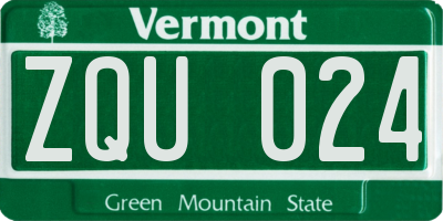 VT license plate ZQU024
