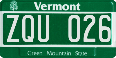 VT license plate ZQU026