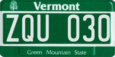 VT license plate ZQU030