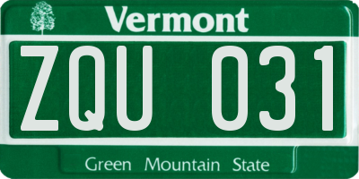 VT license plate ZQU031