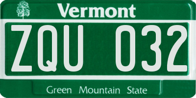 VT license plate ZQU032