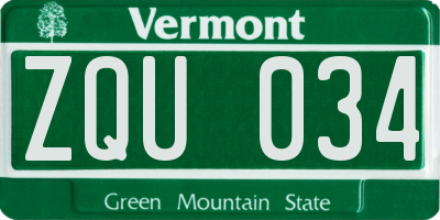 VT license plate ZQU034