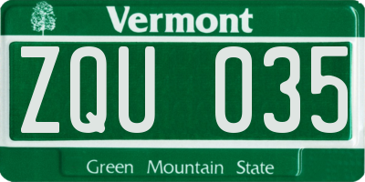 VT license plate ZQU035