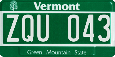 VT license plate ZQU043