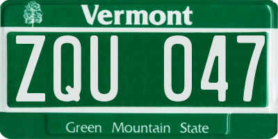VT license plate ZQU047