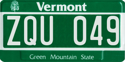 VT license plate ZQU049