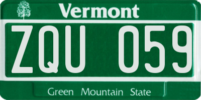 VT license plate ZQU059