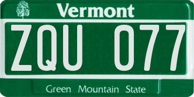 VT license plate ZQU077