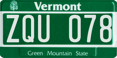 VT license plate ZQU078