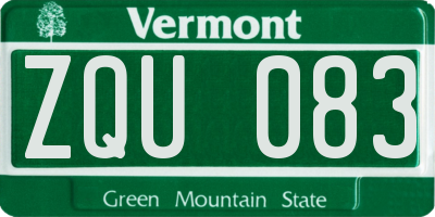 VT license plate ZQU083
