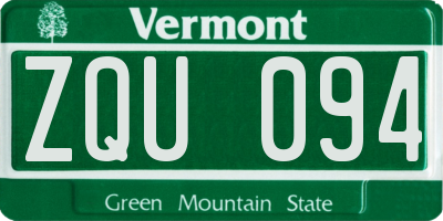 VT license plate ZQU094