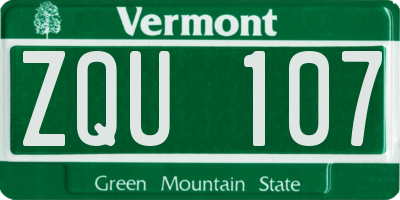 VT license plate ZQU107