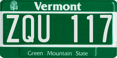 VT license plate ZQU117