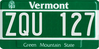 VT license plate ZQU127