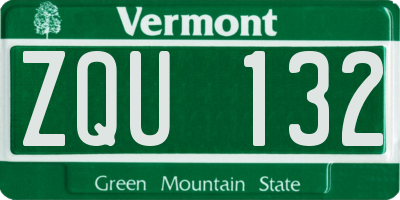 VT license plate ZQU132