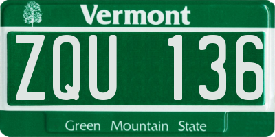 VT license plate ZQU136