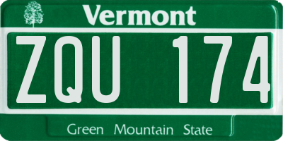 VT license plate ZQU174