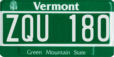 VT license plate ZQU180