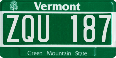VT license plate ZQU187
