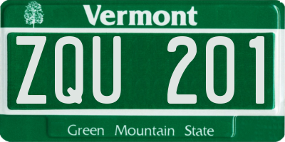 VT license plate ZQU201