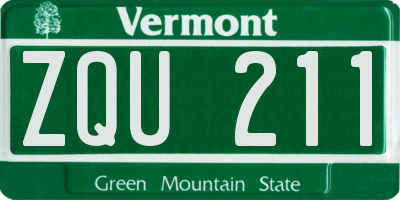 VT license plate ZQU211