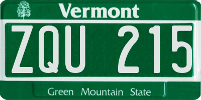 VT license plate ZQU215