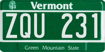 VT license plate ZQU231