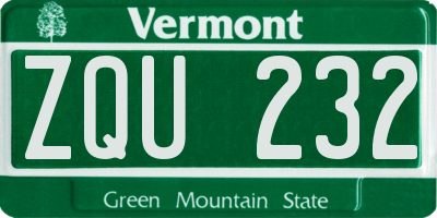 VT license plate ZQU232
