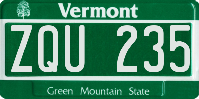 VT license plate ZQU235