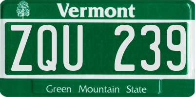 VT license plate ZQU239