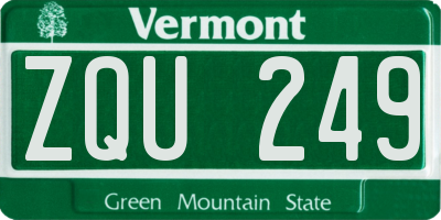 VT license plate ZQU249