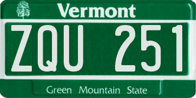 VT license plate ZQU251