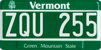 VT license plate ZQU255